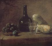Jean Baptiste Simeon Chardin Lee s basket with glass bottles and cups cucumber oil painting